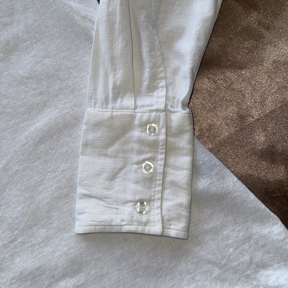 Pure Amici Classic White Linen Long Tunic Button Up Shirt Rounded Hem Sz S - Picture 13 of 16